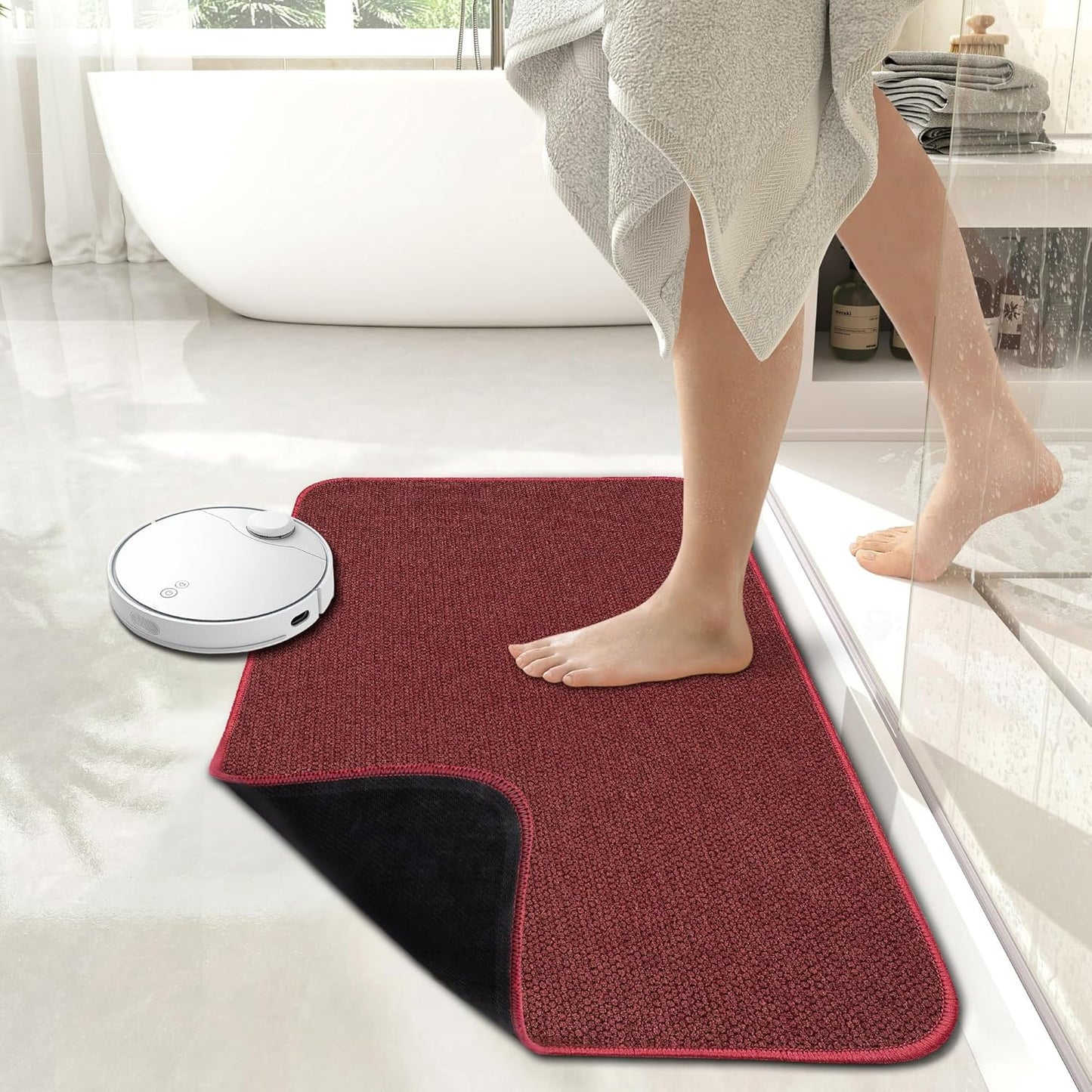 Bath Mat,Ultra Thin Bathroom Rugs,Rubber Bath Mats for Bathroom,No Slip Bath Rugs,Quick Dry,Machine