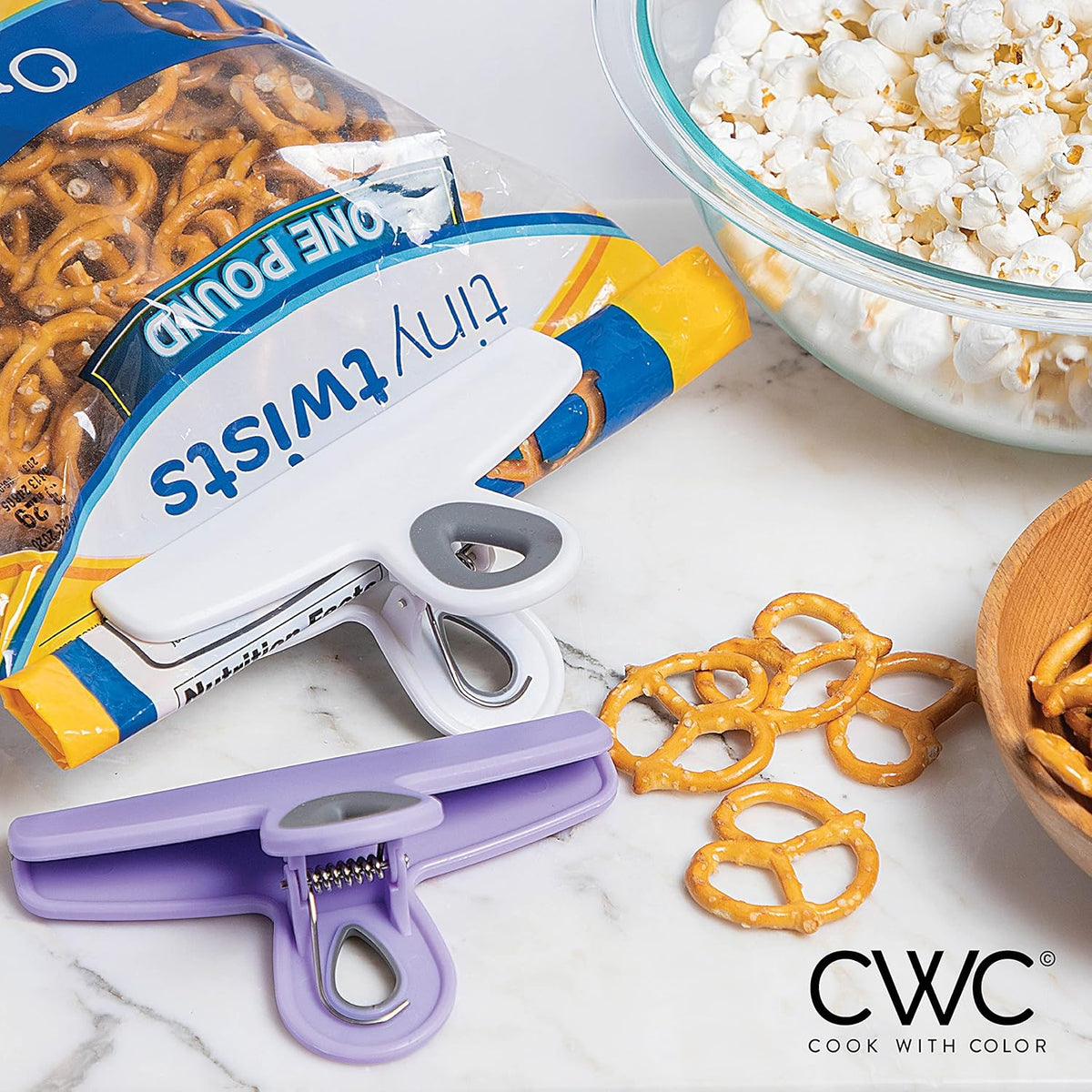 COOK WITH COLOR Bag Clips - Heavy Duty Chip Clip and Refrigerator Magnet Clips for Food Storage