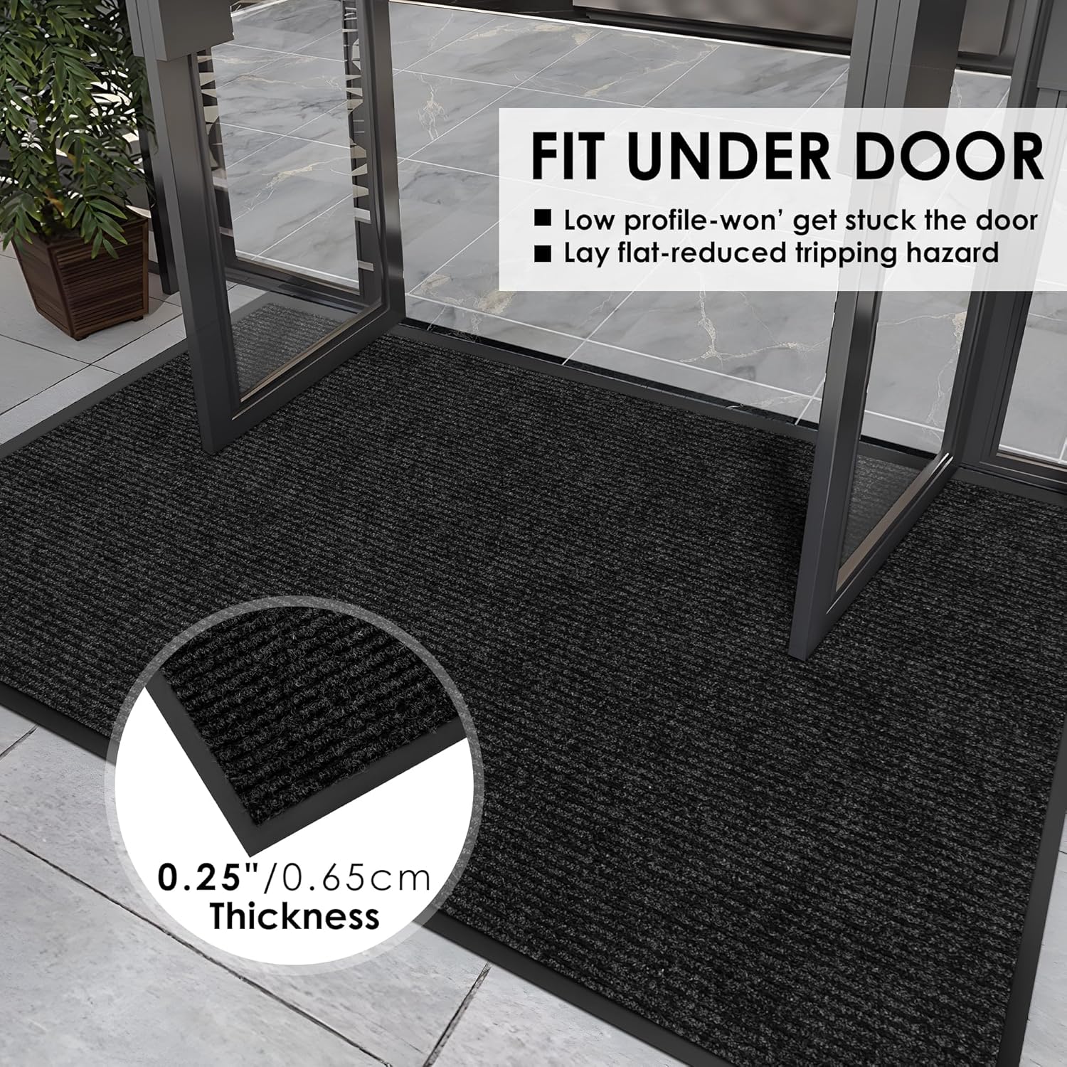 4′ x 7′ Front Door Mat Indoor Outdoor Entrance, Commercial Floor Mat Heavy Duty Dirt Trapper