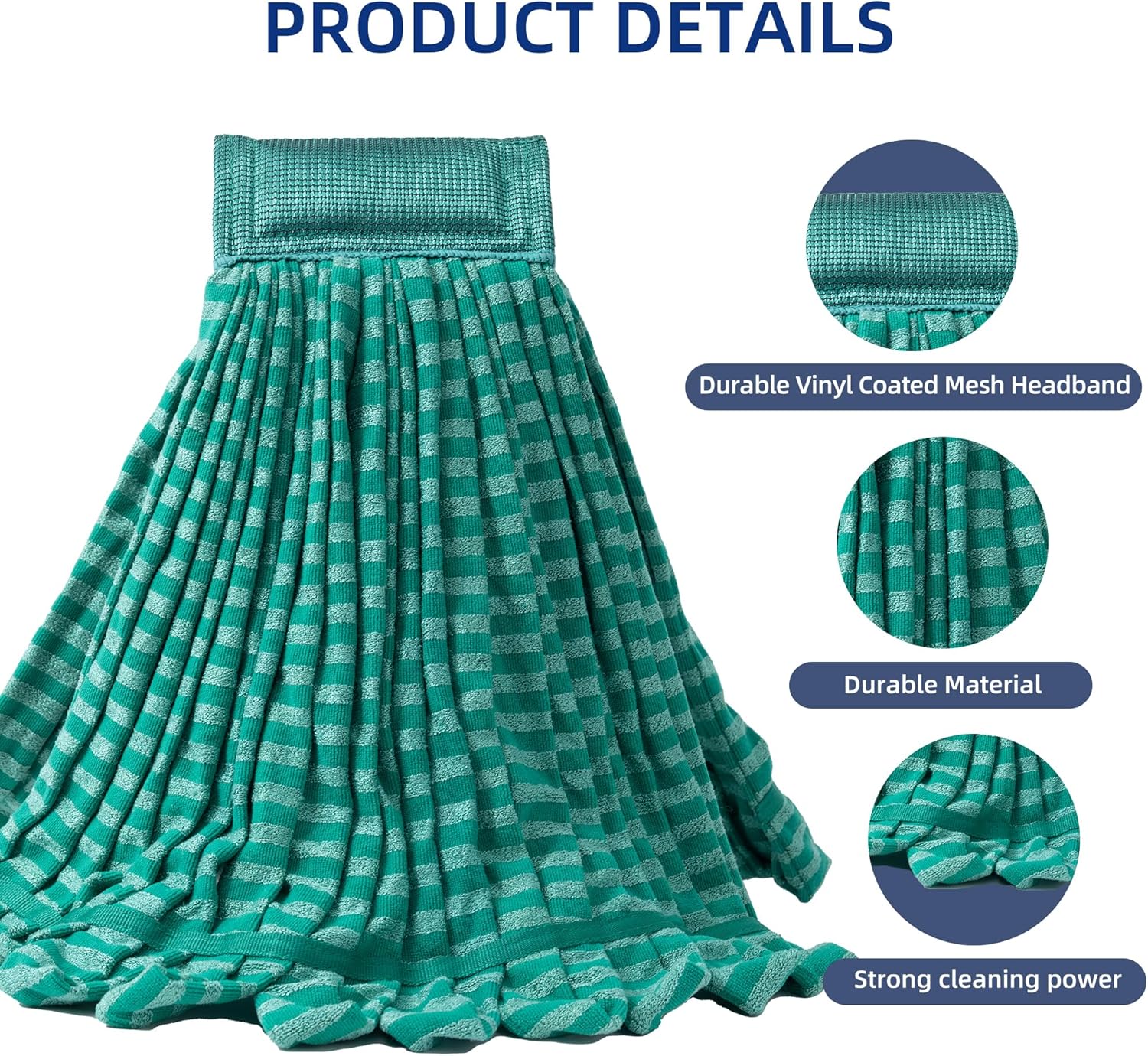 2 Pack Large Microfiber Tube Mop Heads,6 inch,Heavy Duty Mop Head,Highly Absorbent,Commercial Mop