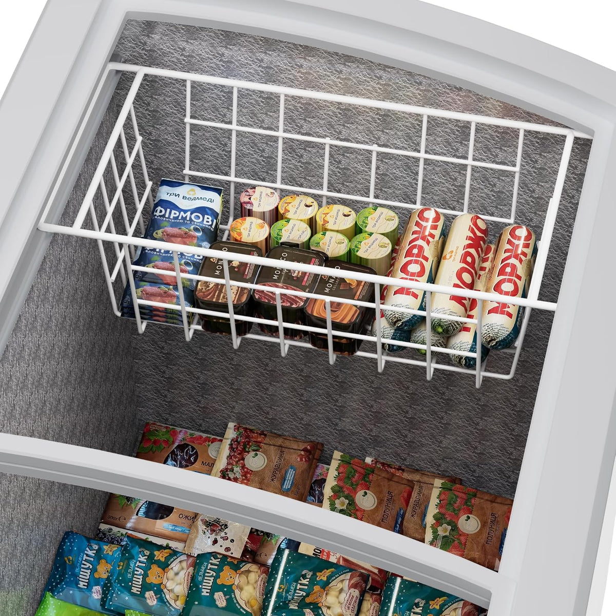 SANNO 17.5in Chest Freezer Basket,Freezer Organizer Bins, Sturdy Metal Wire Freezer Organizer for