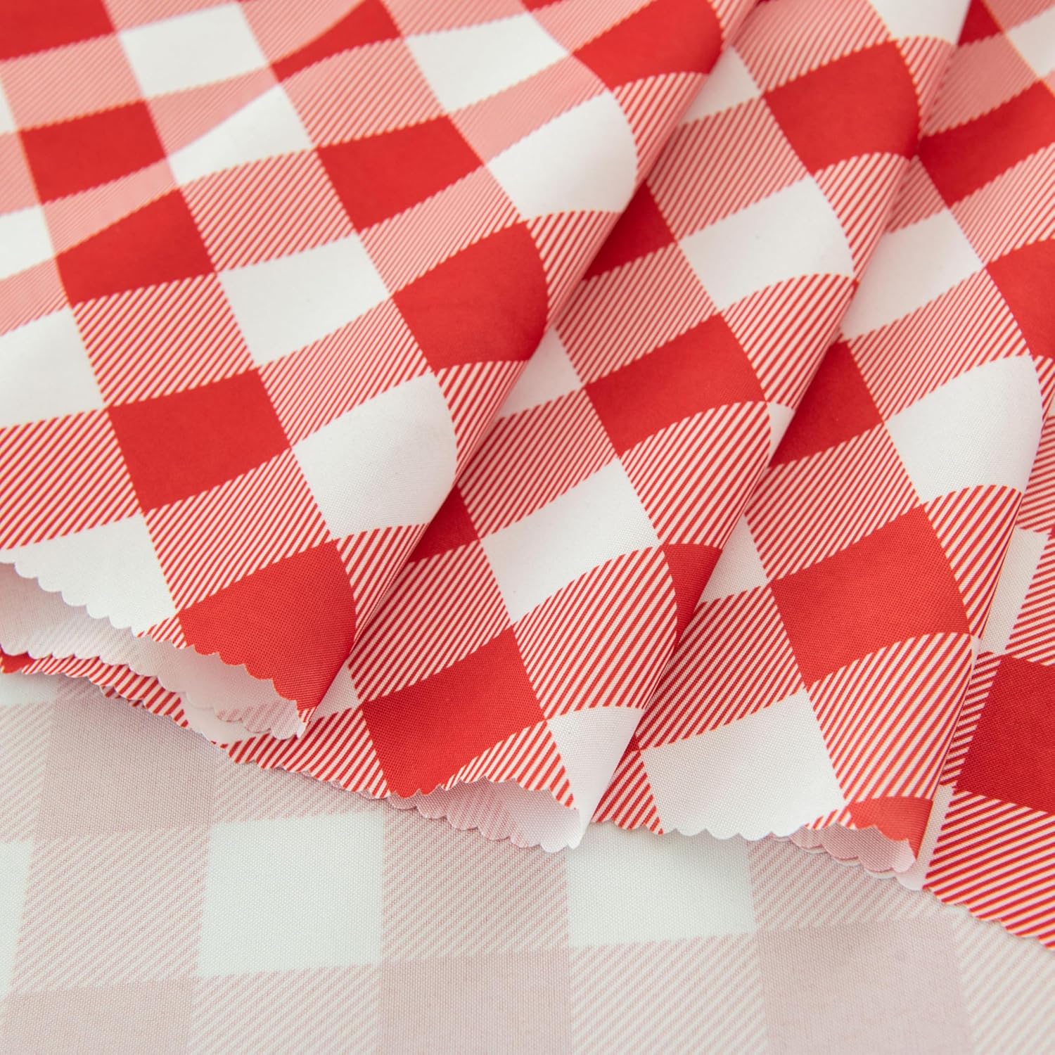 Waterproof Plaid Tablecloth Fabric - Round 120 Inch Classic Gingham Checker Table Cloth for