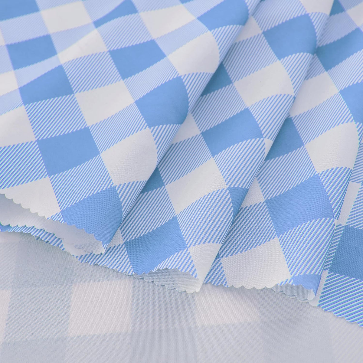 Waterproof Plaid Tablecloth Fabric - Round 58 Inch Classic Gingham Checker Table Cloth for