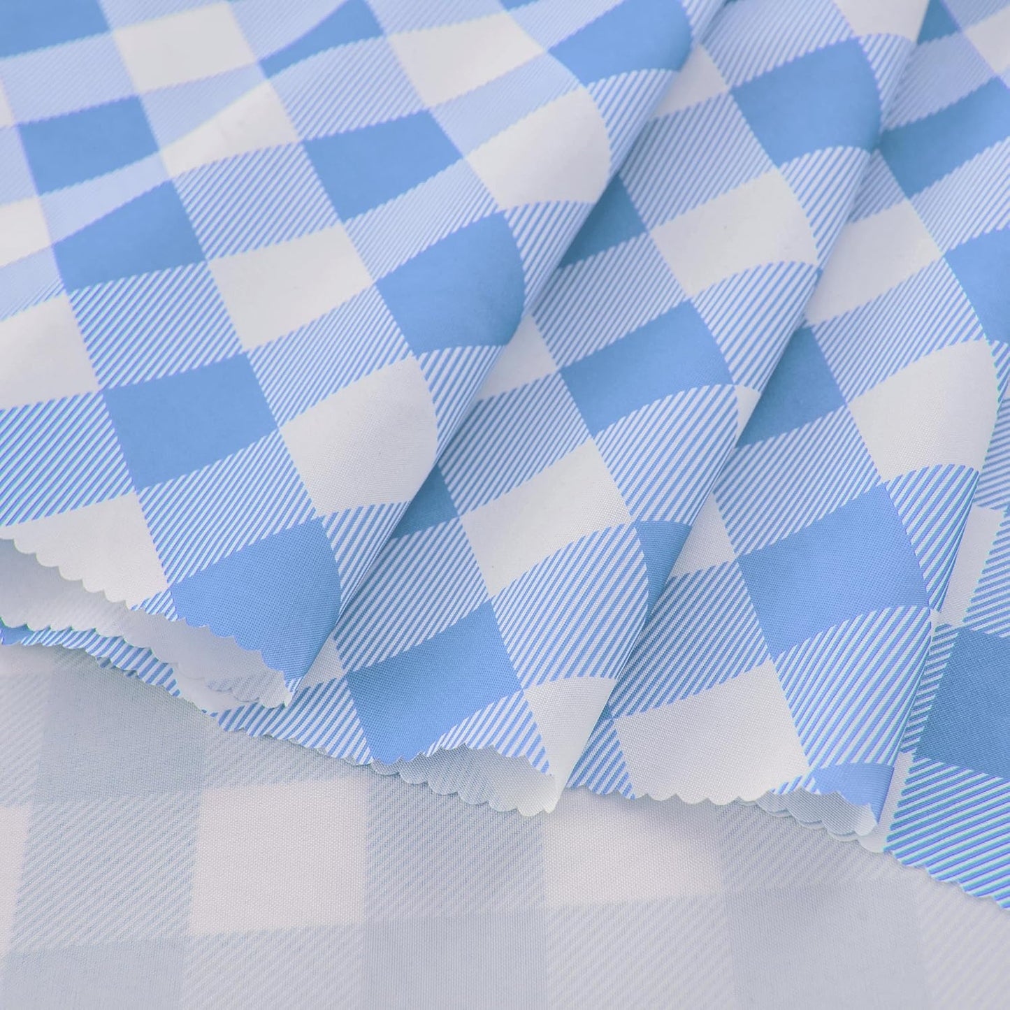 Waterproof Plaid Tablecloth Fabric - Round 50 Inch Classic Gingham Checker Table Cloth for