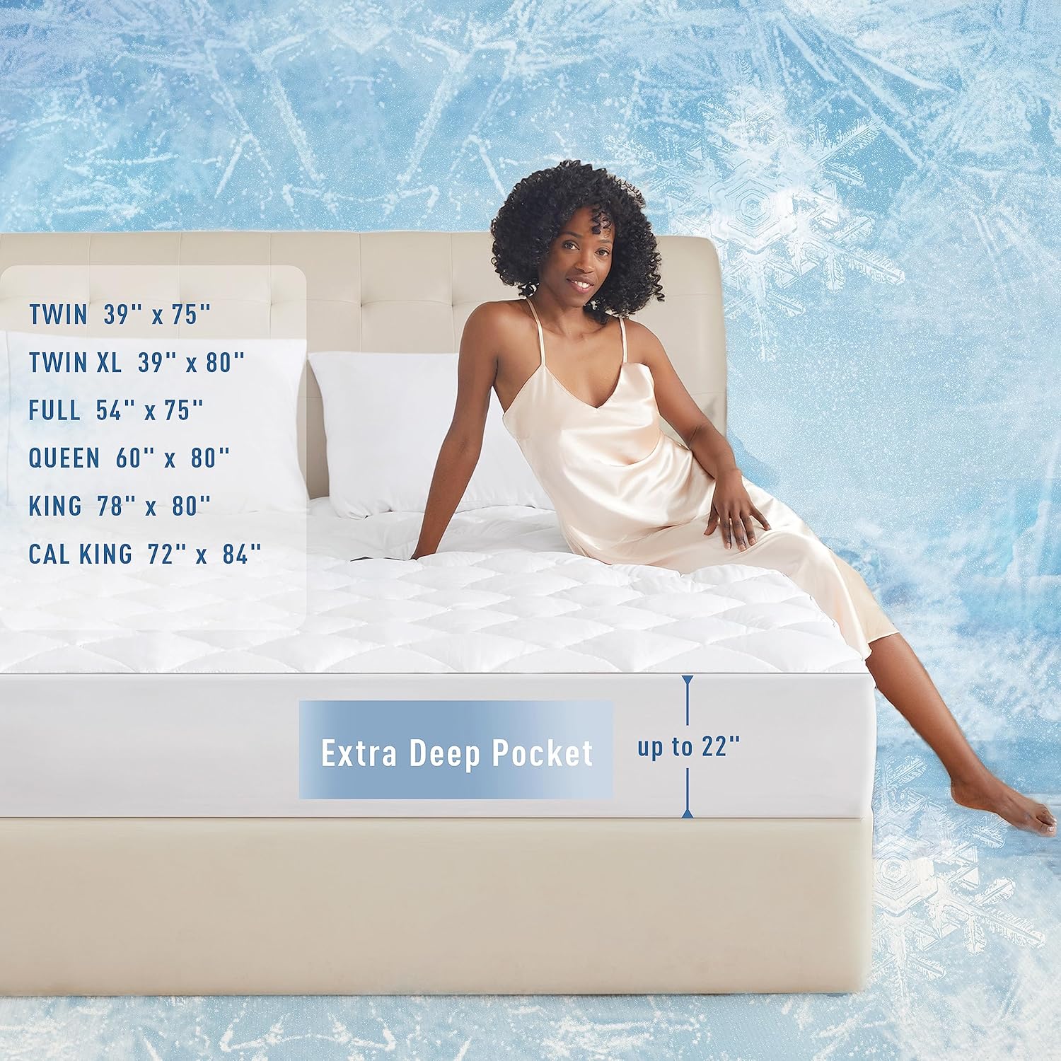 Sunflower Cooling Quilted California King Mattress Protector, Mattress Pad Cal King Chill Soft