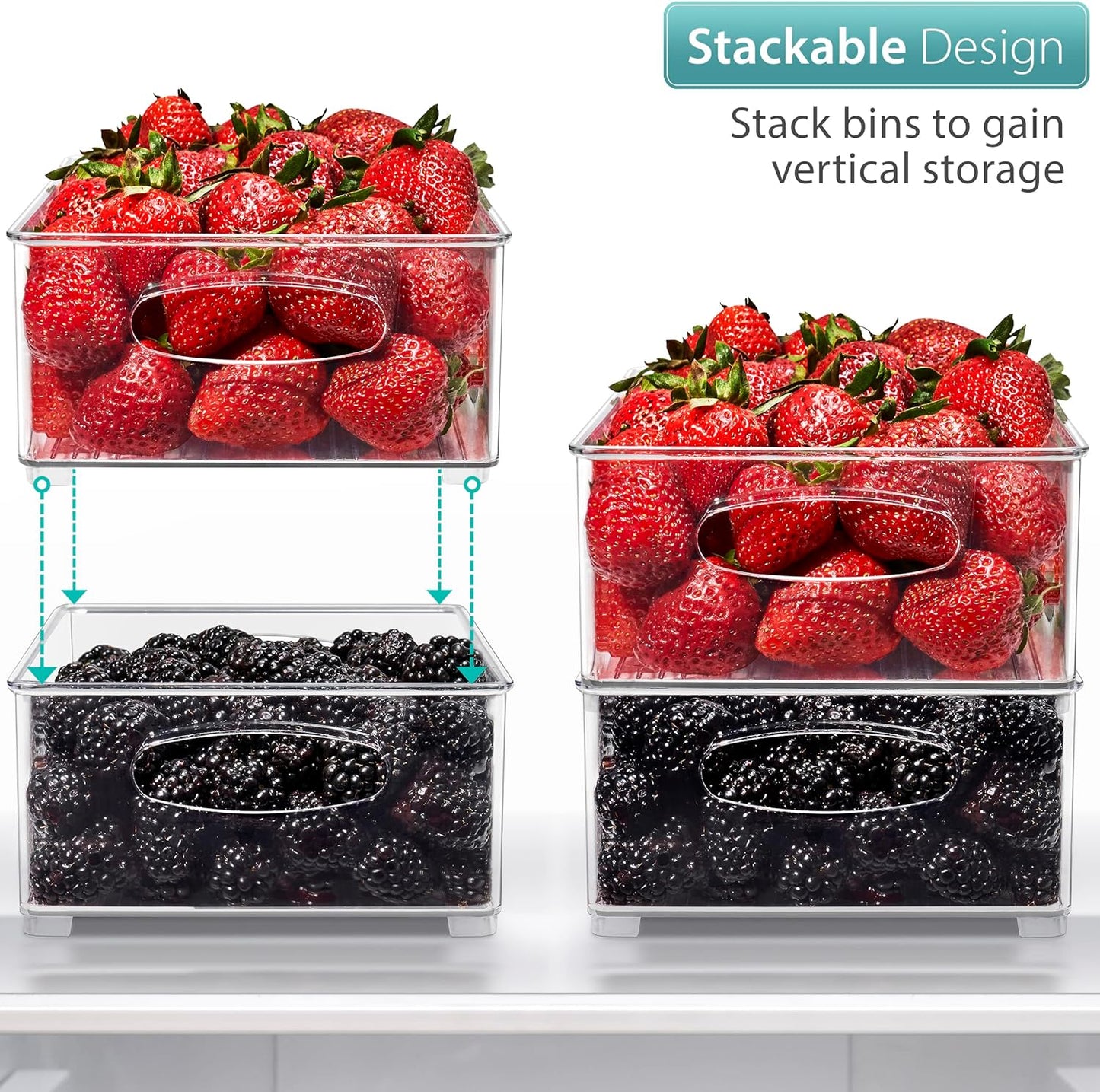 Sorbus Stackable Refrigerator Organizer Bins - Clear Storage Bins for Kitchen Pantry, Freezer &