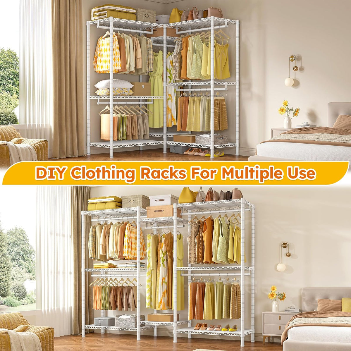 Raybee Clothes Rack,Clothing Racks for Hanging Clothes Heavy Duty,Adjustable Garment Rack with