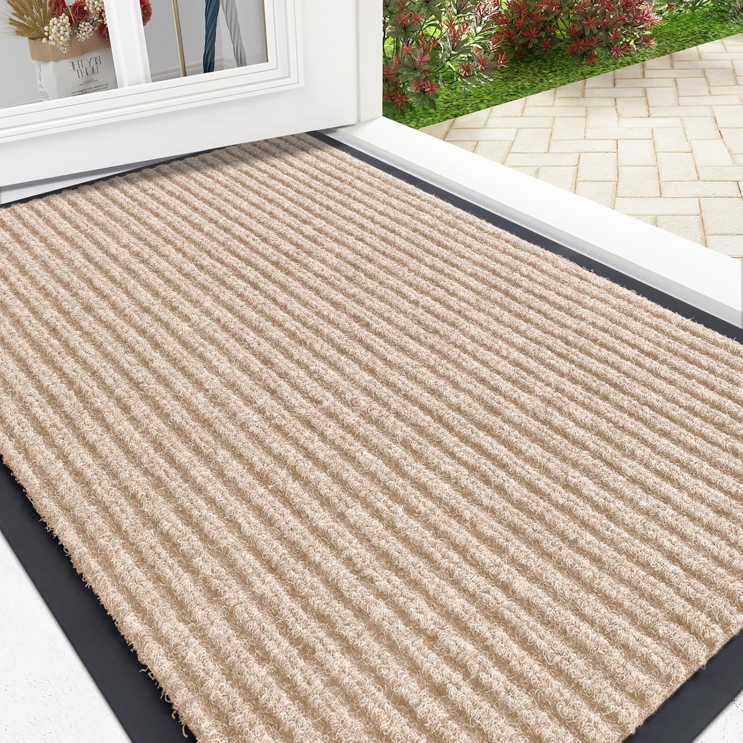 OLANLY Front Door Mat Indoor Outdoor Entrance, Waterproof Heavy Duty Doormat, Fade Resistant, Low
