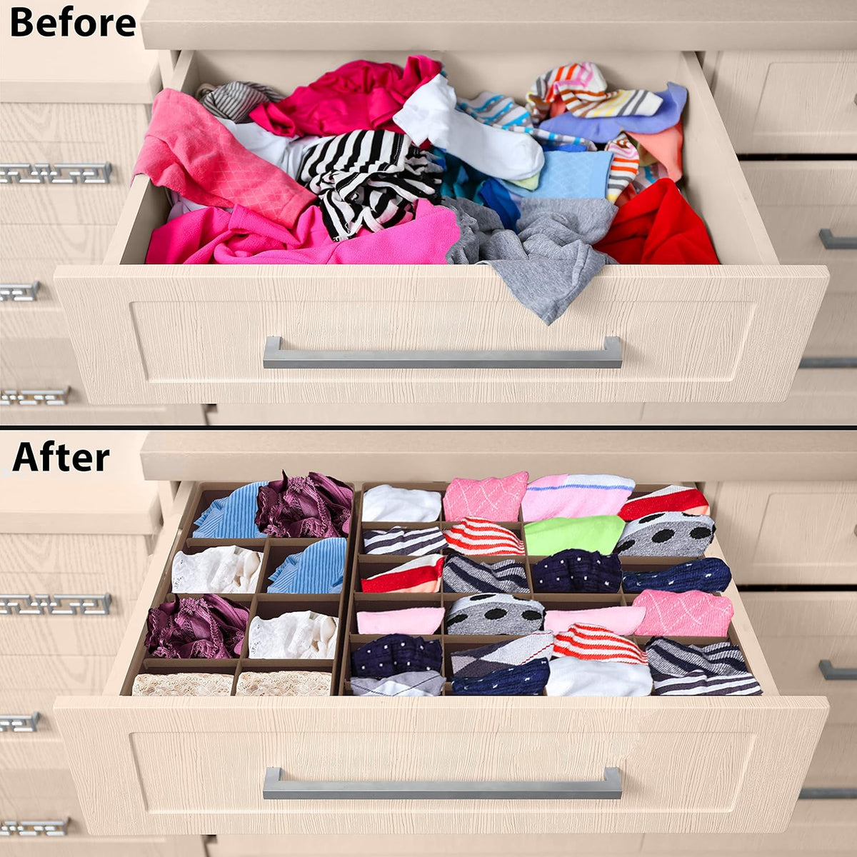 Simple Houseware 4-Pack Drawer Organizer Set - Closet Dividers for Underwear, Socks, Bras, Scarves
