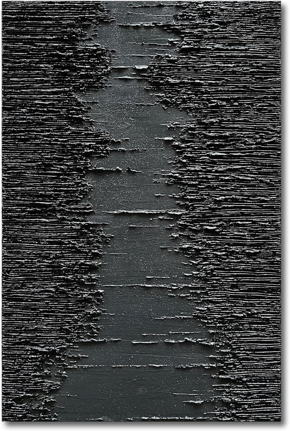 NANKAI Art Hand-Painted Thick Texture Black Minimalist Oil Painting 45x30 Inchs Texture Abstract
