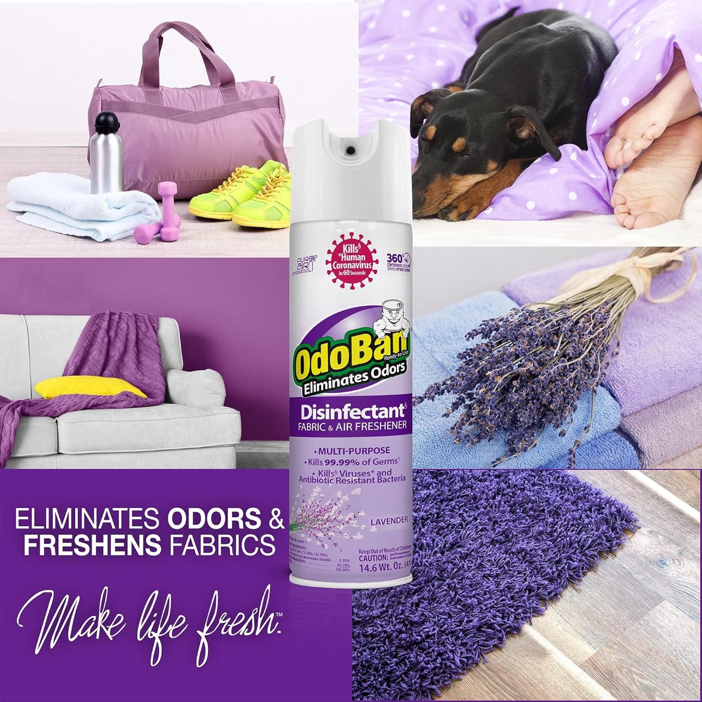 OdoBan Ready-to-Use Disinfectant and Harsh Aroma Eliminator, Cleaner and Fabric/Air Freshener, Set