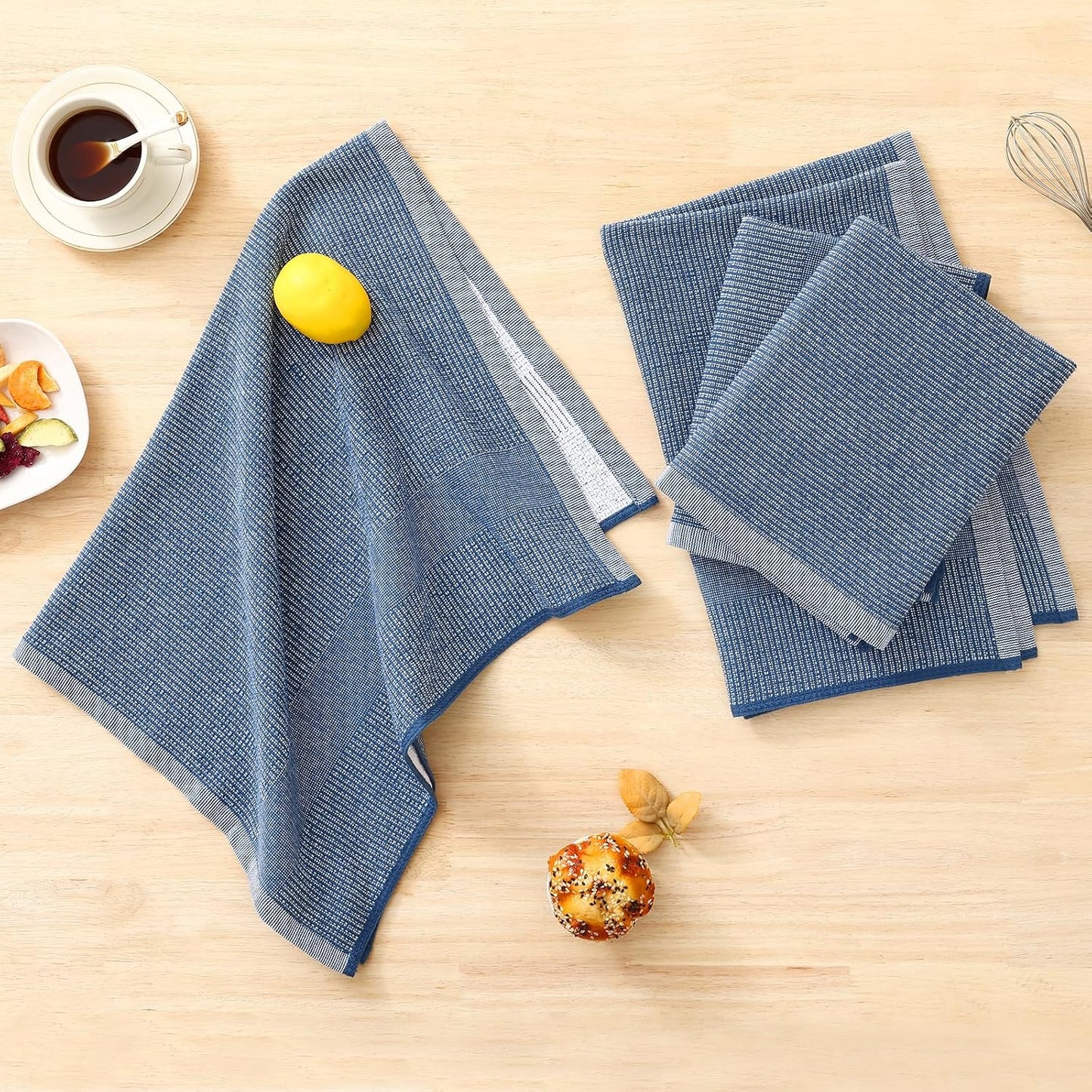 Homaxy Premium Kitchen Towels(18”x 28”, 12 Pack), Large Cotton Kitchen Hand Towels, Flat and Terry