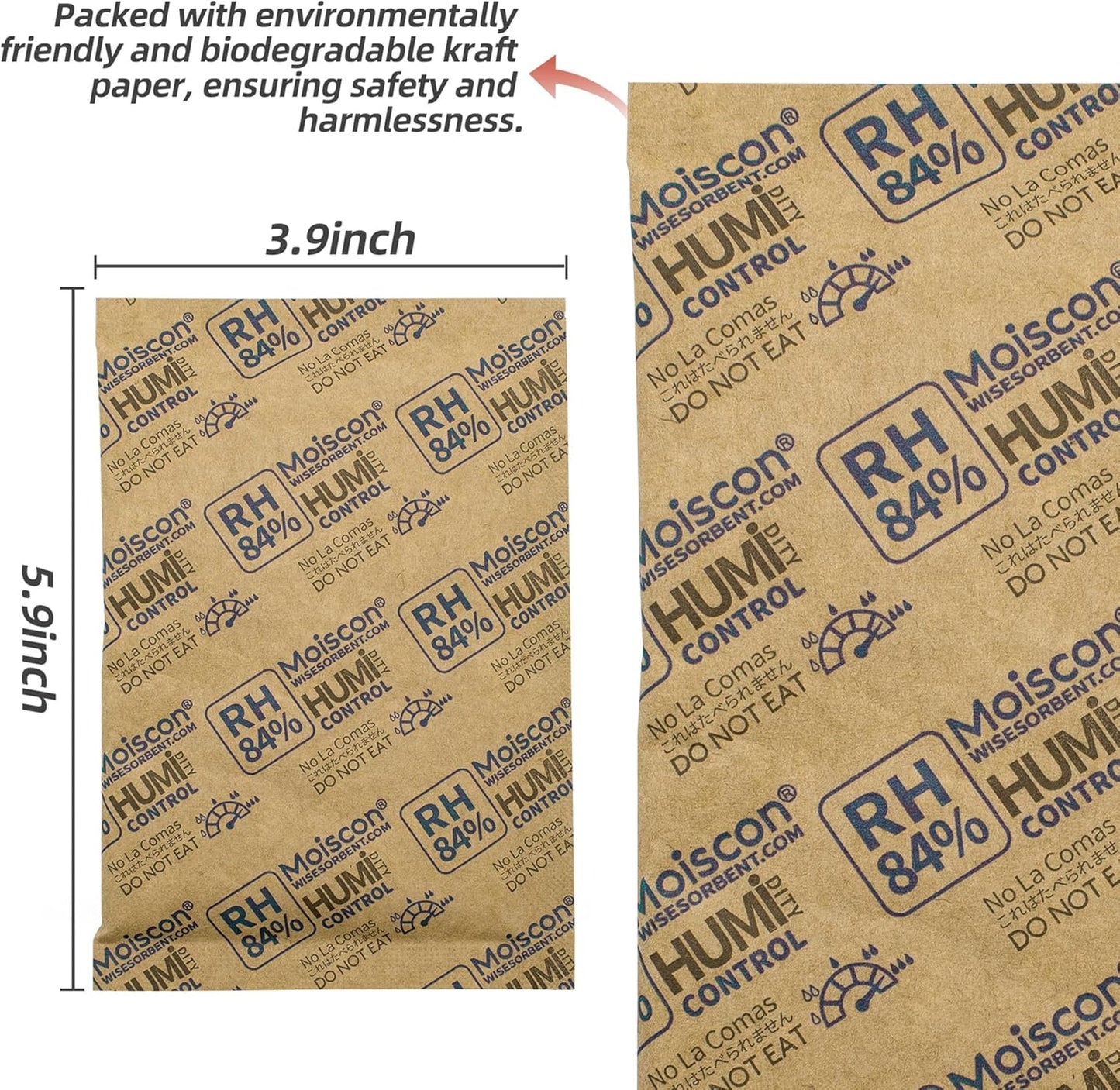 84% Two-Way Humidity Control Packs for Storing 1 lb – Size 60 – 50 Pack – Seasoning Packets