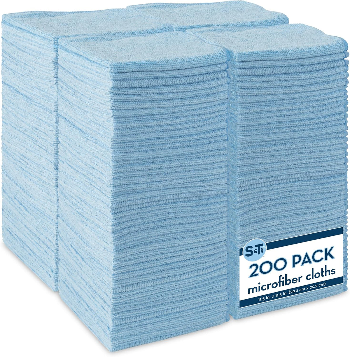 S&T INC. 200 Pack Microfiber Cleaning Cloth, Bulk Towels for Home, Reusable Microfiber Towels for