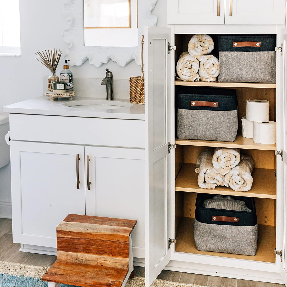OrganiHaus Extra Large Fabric Storage Bins for Shelves 16x13in, Closet Storage Baskets for Shelf
