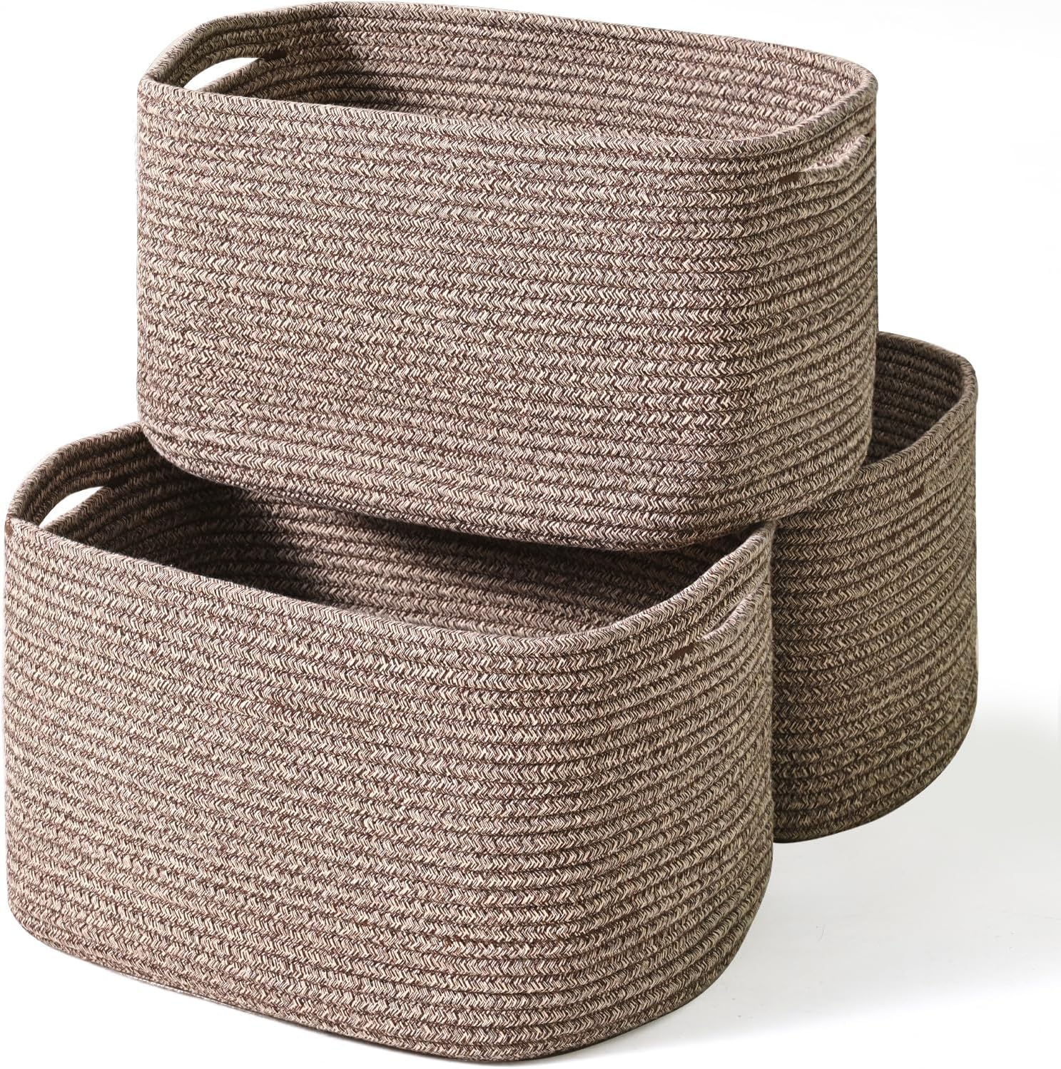 Storage Baskets for Organizing Shelves, Woven Cotton Rope Bins for Baby Nursery Organization, Book