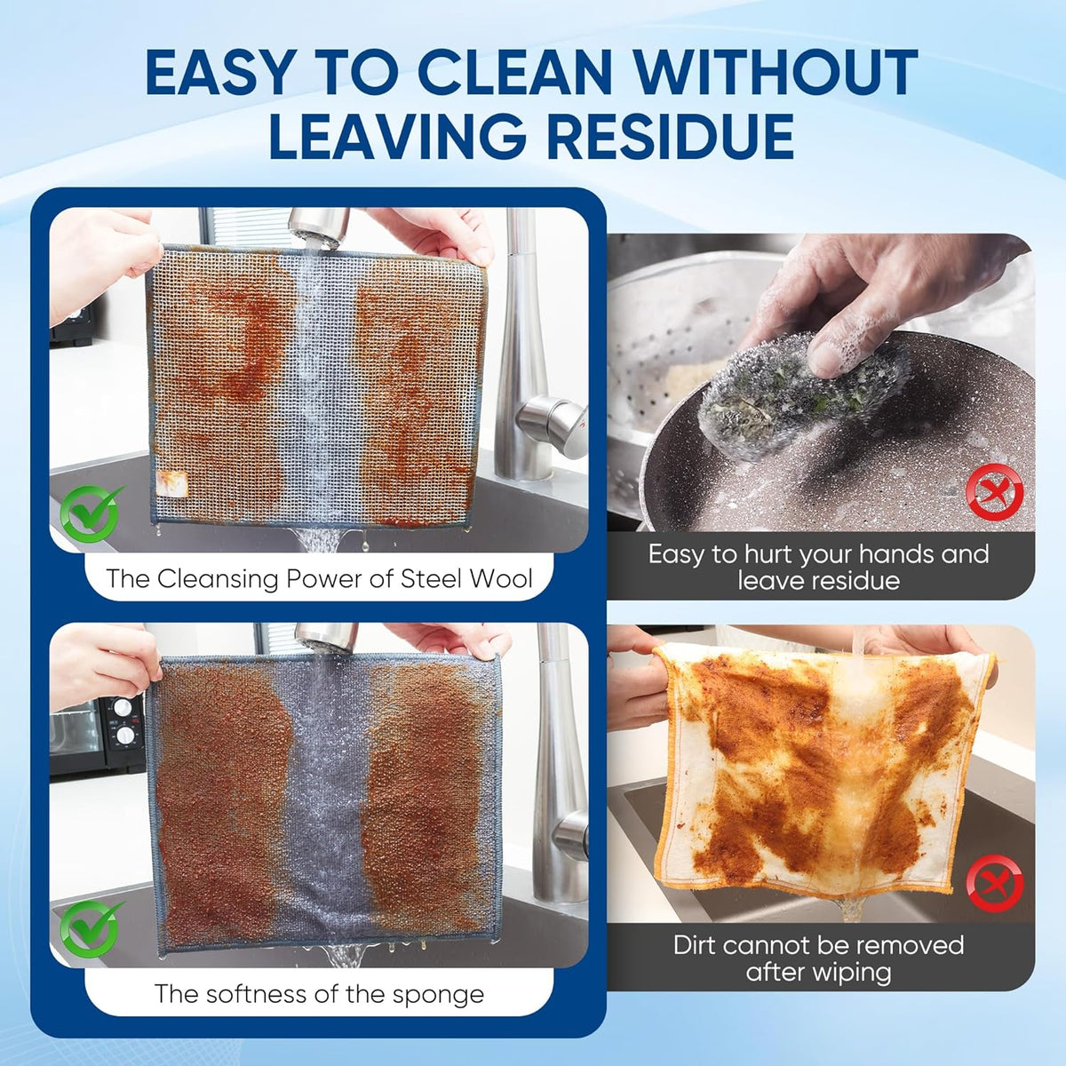 Forggon10 Pcs New Upgrade 2-Layer Non Scratch Wire Dishcloth,Wire Dishwashing Rag, Non-Scratch Wire