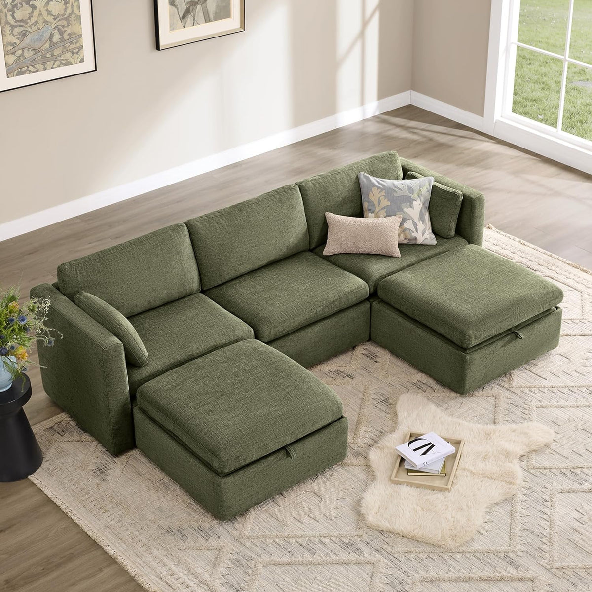 CHITA Oversized Modular Cloud Sectional Fabric Sofa Set, FSC Certified U Shaped Couch Reversible