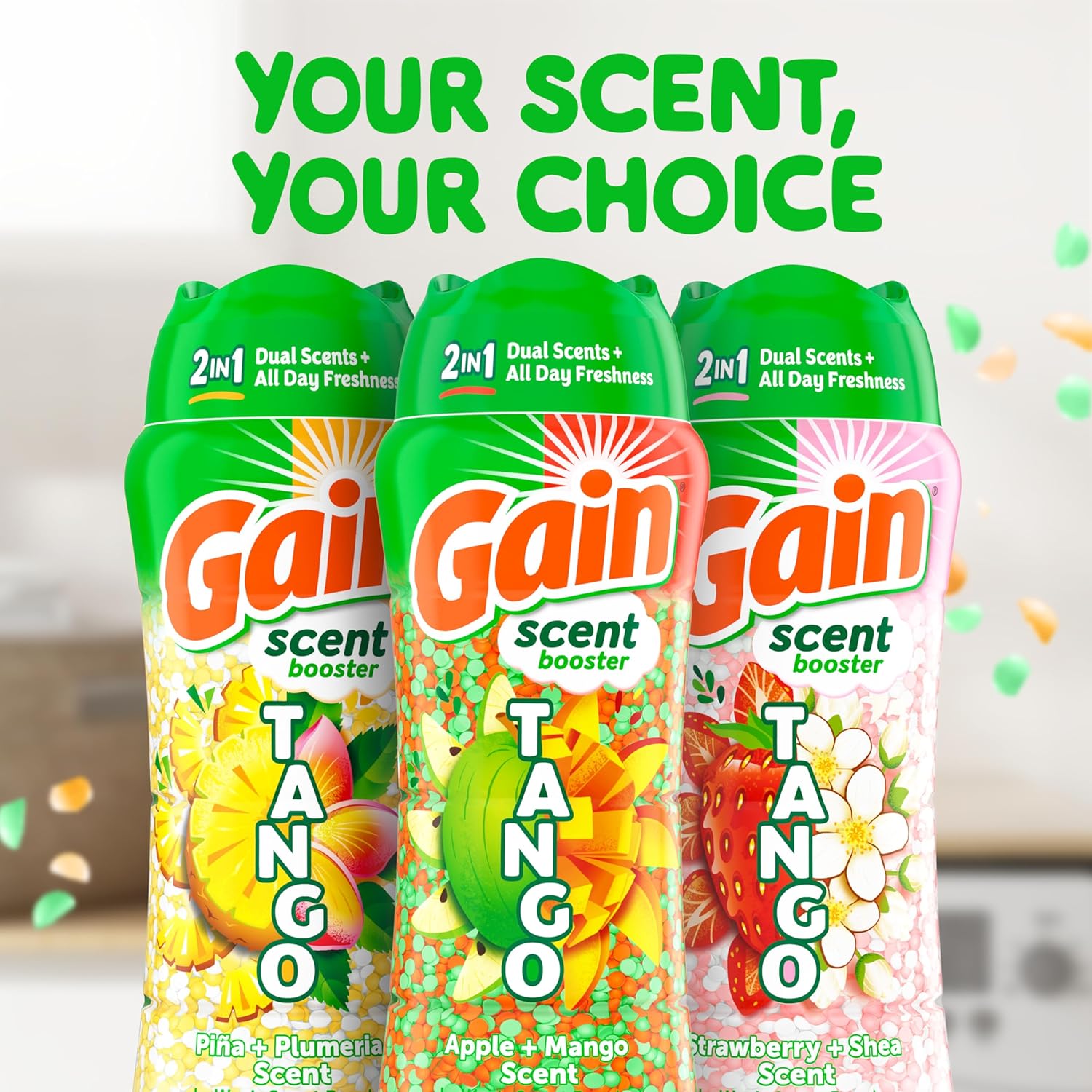 Gain Tango 2-in-1 Laundry Scent Booster Beads, Apple and Mango Scent, 10.7 OZ, Laundry Beads with