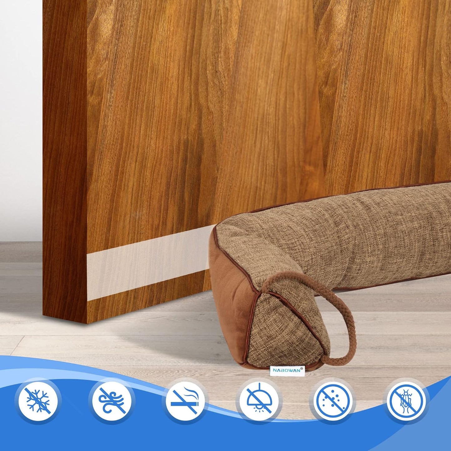 NABOWAN 30" Weighted Under Door Draft Stopper -Triangular Door Draft Blocker with Hook Loops for