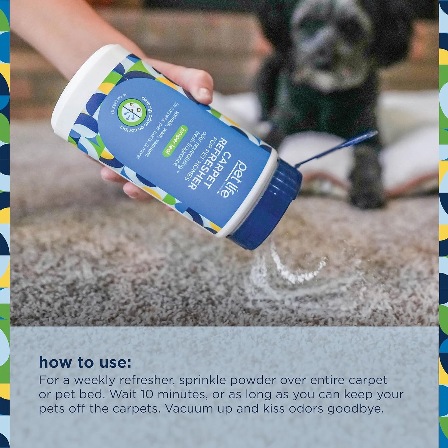 Pet Life Unlimited Carpet Refresher & Deodorizer Powder - Pet Safe, Plant-Based Juniper Leaf Scent