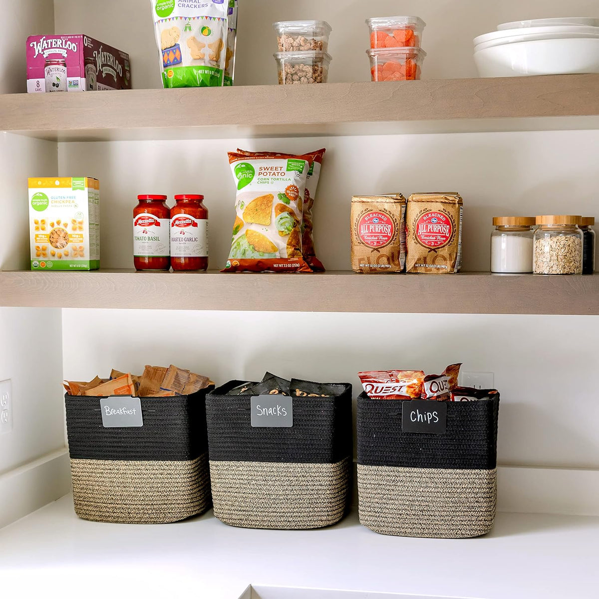 NaturalCozy Storage Cubes 11 Inch Cotton Rope Woven Baskets for Organizing, 3-Pack | Cube Storage