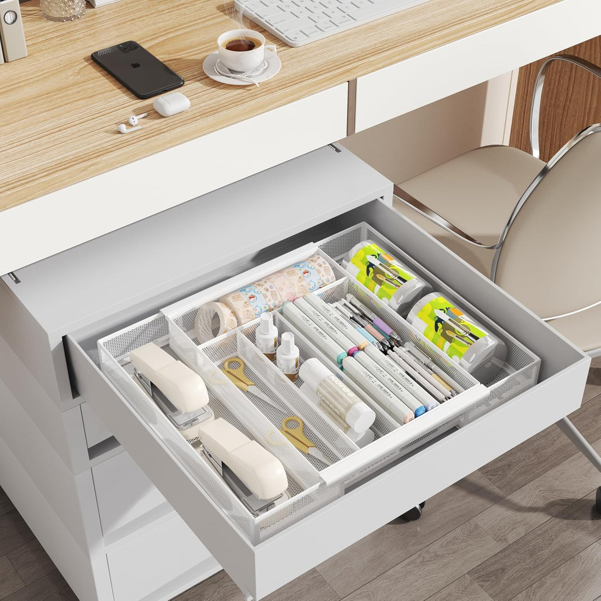 Silverware Organizer Metal Mesh, Drawer Organizer, Utensil Cutlery Tray for kitchen