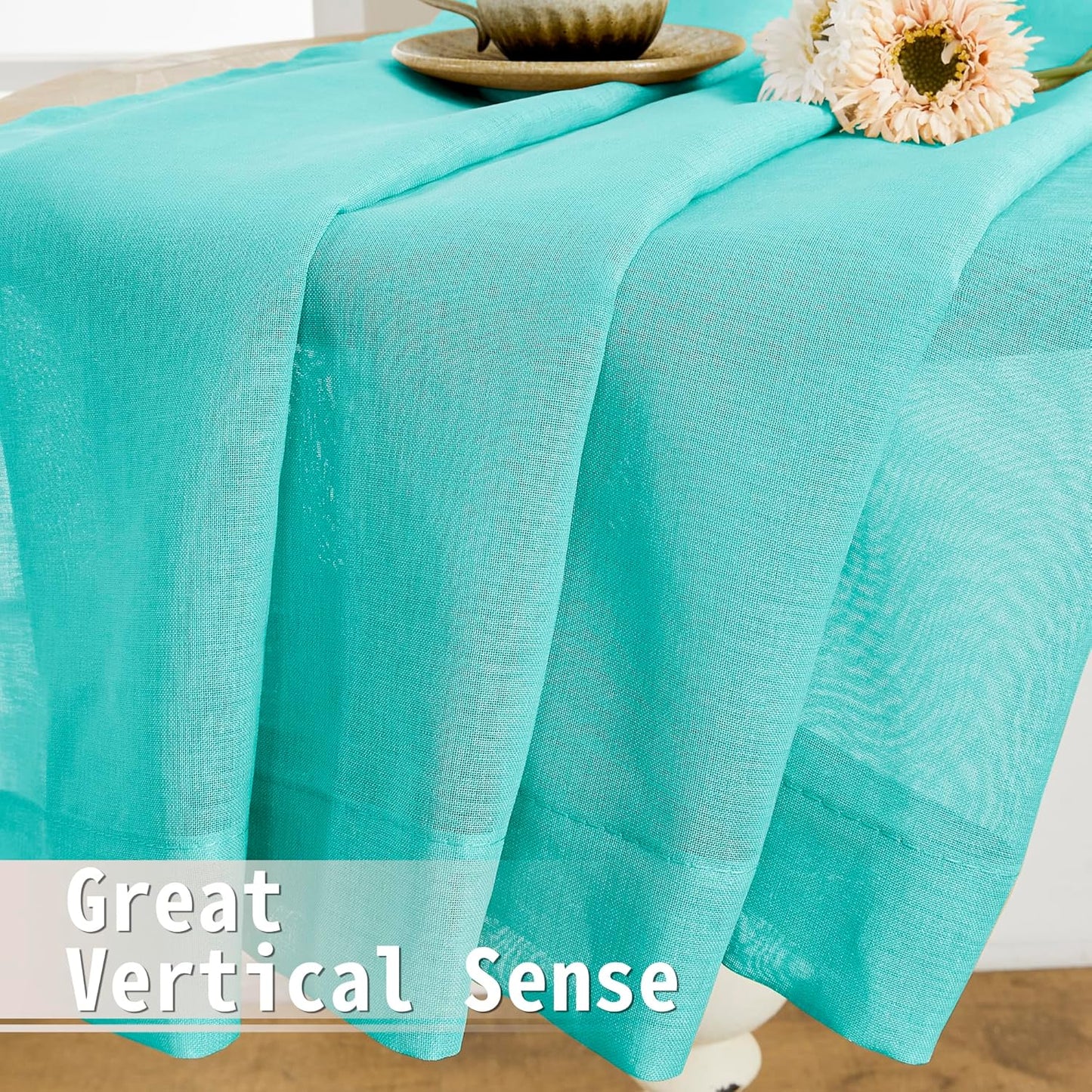 Tollpiz Short Sheer Door Curtains Closet Linen Textured Curtains Sheer Doorway Light Filtering