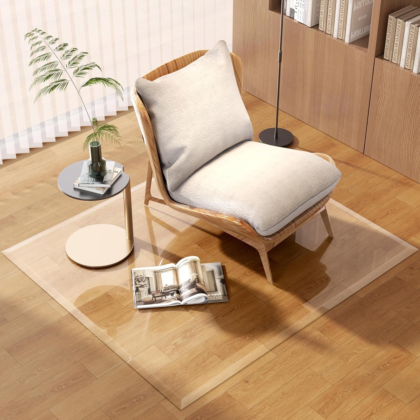 [Tempered Glass] 50“ x 44” Beveled Edge Glass Chair Mat with Polished Edge Clear Office Chair Mat