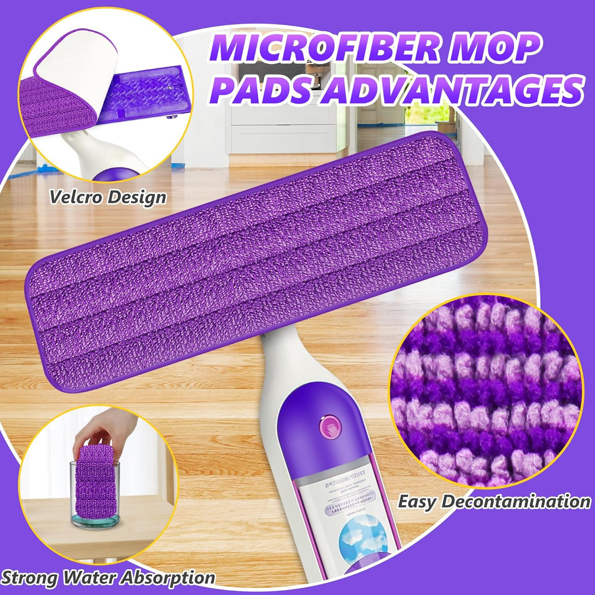 EXEGO 6 Count Reusable Microfiber Mop Pads for Swiffer PowerMop - Power Mop Pads Refills for 13