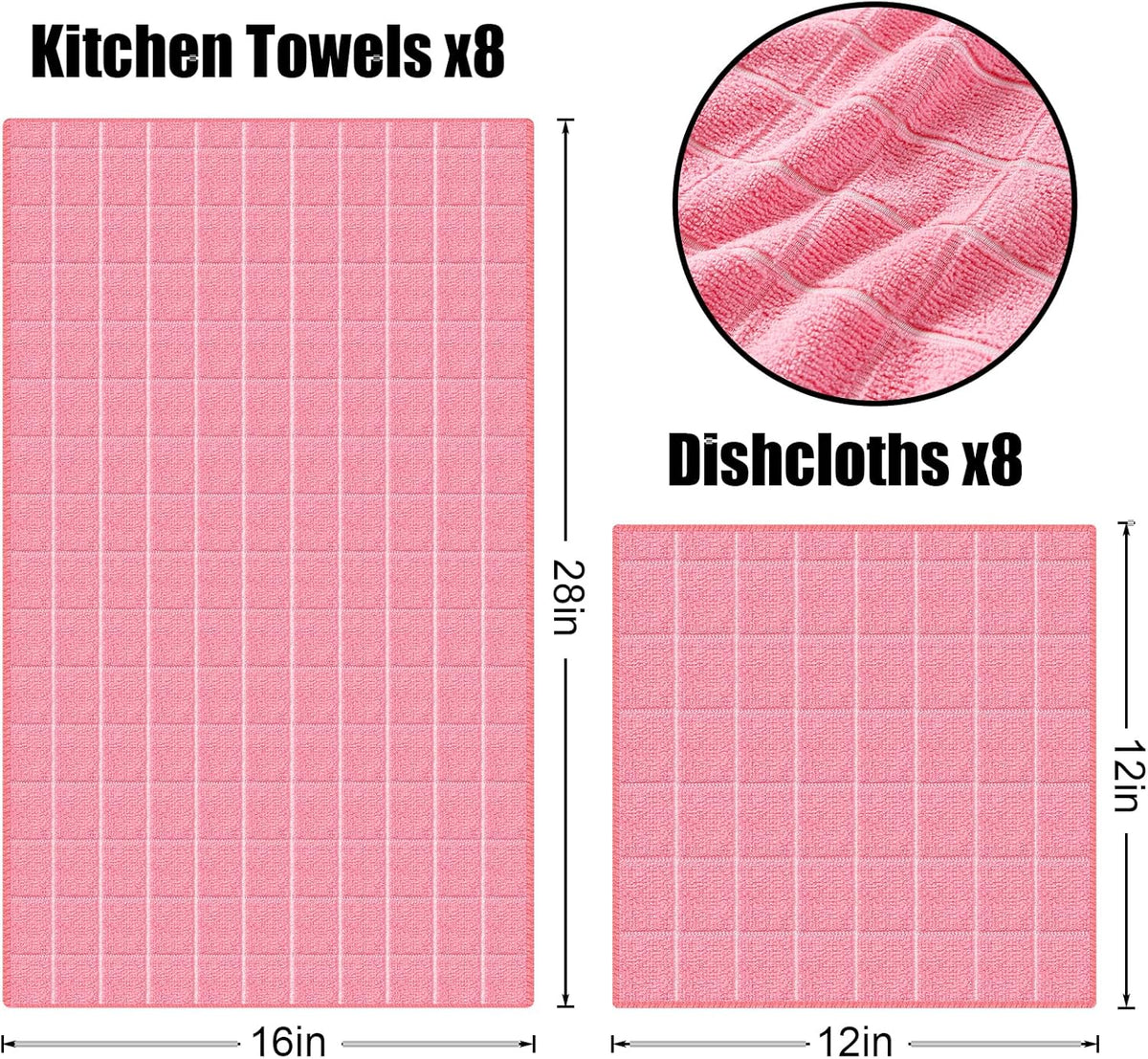 Homaxy Microfiber Kitchen Towels and Dishcloths Set, 12 Pack Soft and Absorbent Dish Hand Towels