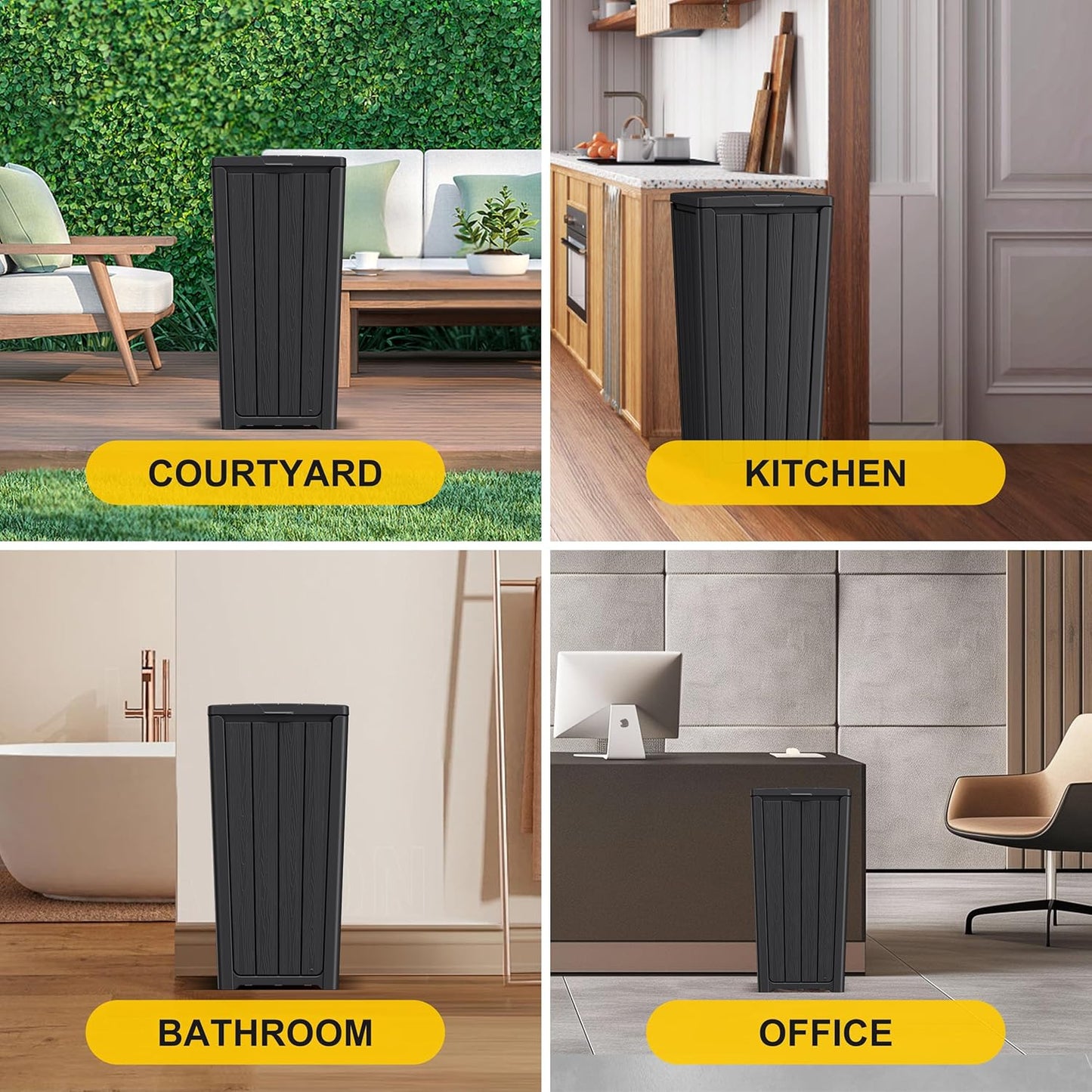 EasyUp Outdoor Trash Can with Lid, Waterproof and Sunscreen Resin Garbage Cans, Outside Trash Bin