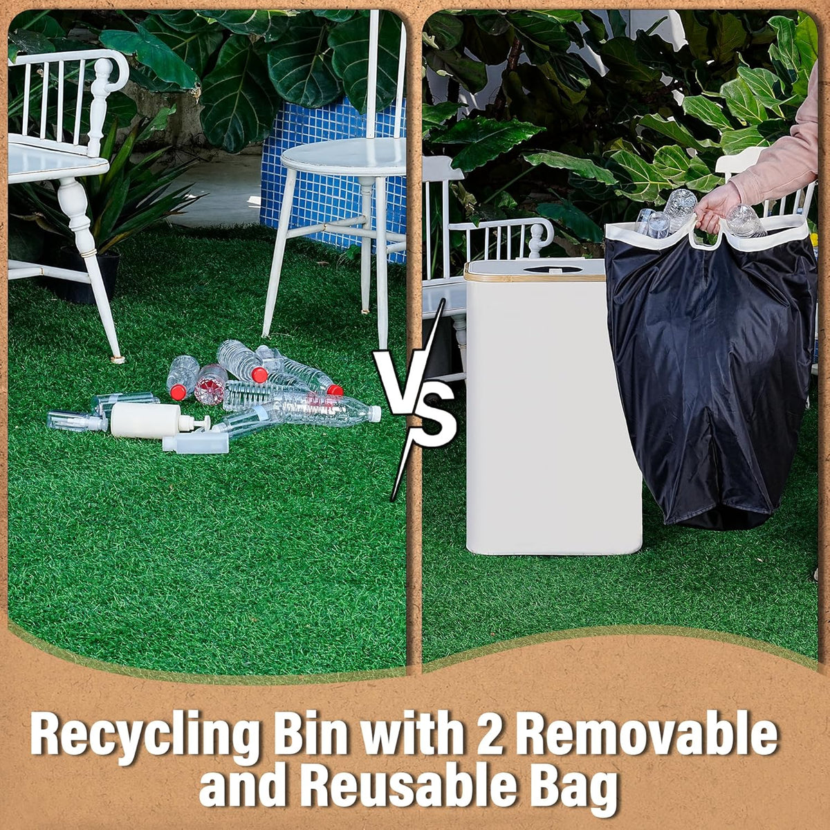 efluky Recycling Bin 100L, 26 Gallon Recycle Bins for Kitchen Indoor Outdoor Home with 2 Removeable