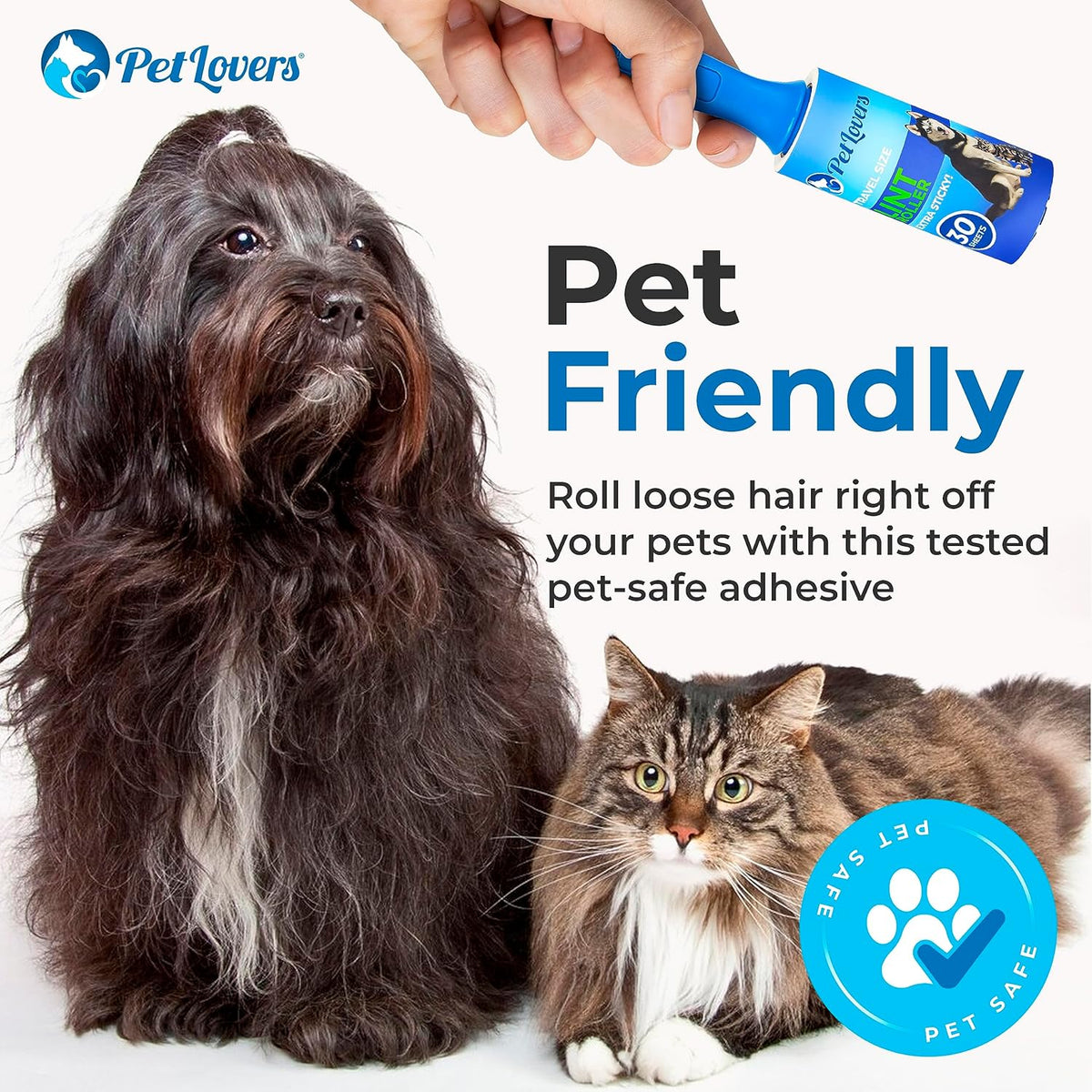 PetLovers Extra Sticky Lint Roller Mega Value Set for Pet Hair Removal, Dog and Cat Lint Remover (6