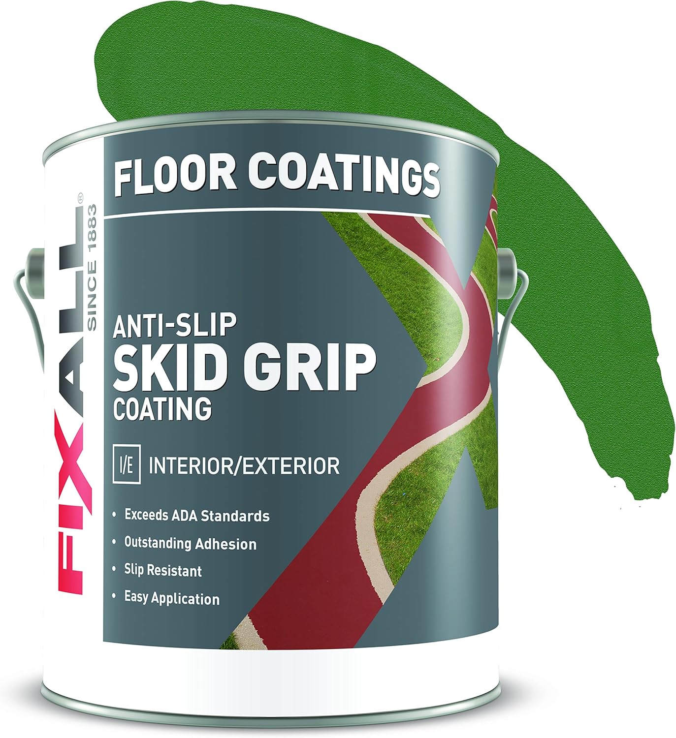 FIXALL Skid Grip Anti-Slip Coating, 1 Gallon, Emerald, Exceeds ADA Standards, Ideal for Safety