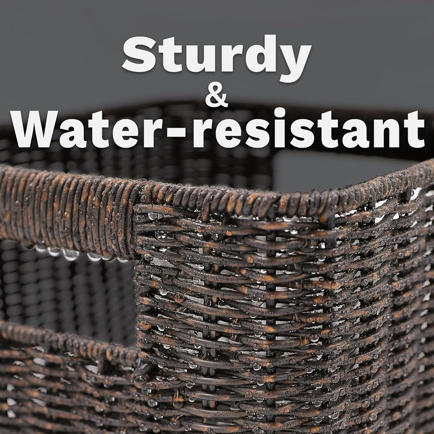myHomeBody Wicker Storage Basket, Storage Cubes, Woven Baskets for Organizing, Resin Wicker Set of