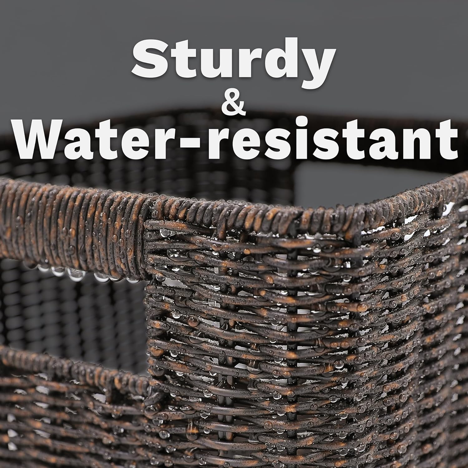 myHomeBody Wicker Storage Basket, Storage Cubes, Woven Baskets for Organizing, Resin Wicker Set of