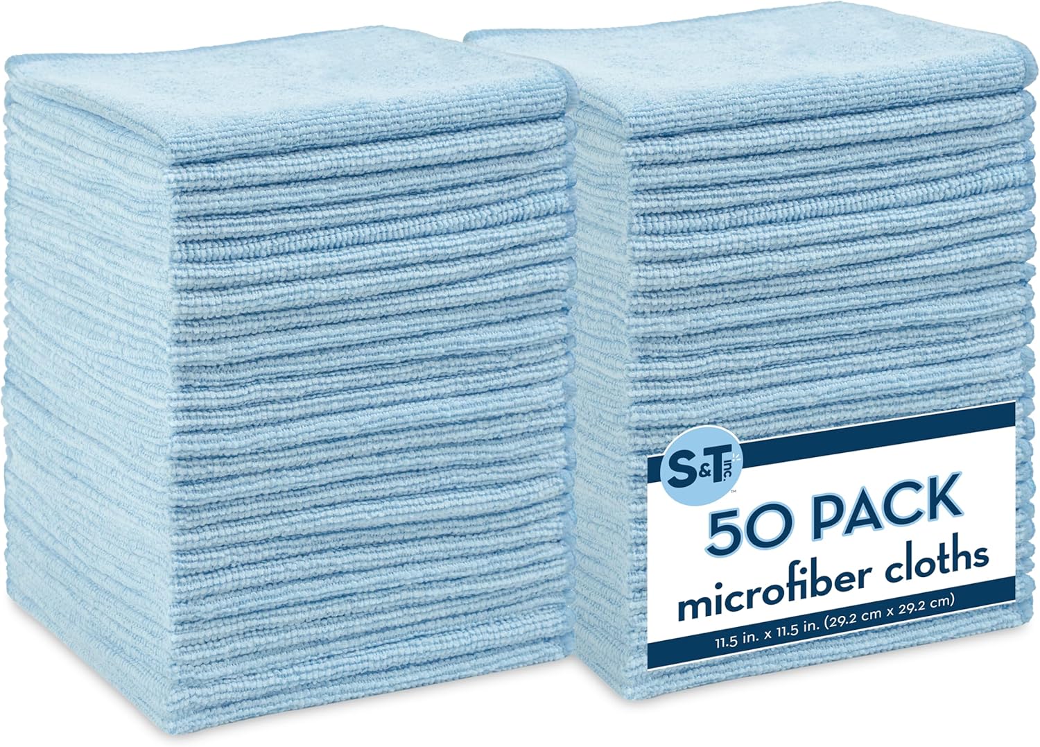 S&T INC. 50 Pack Microfiber Cleaning Cloth, Bulk Towels for Home, Reusable Microfiber Towels for