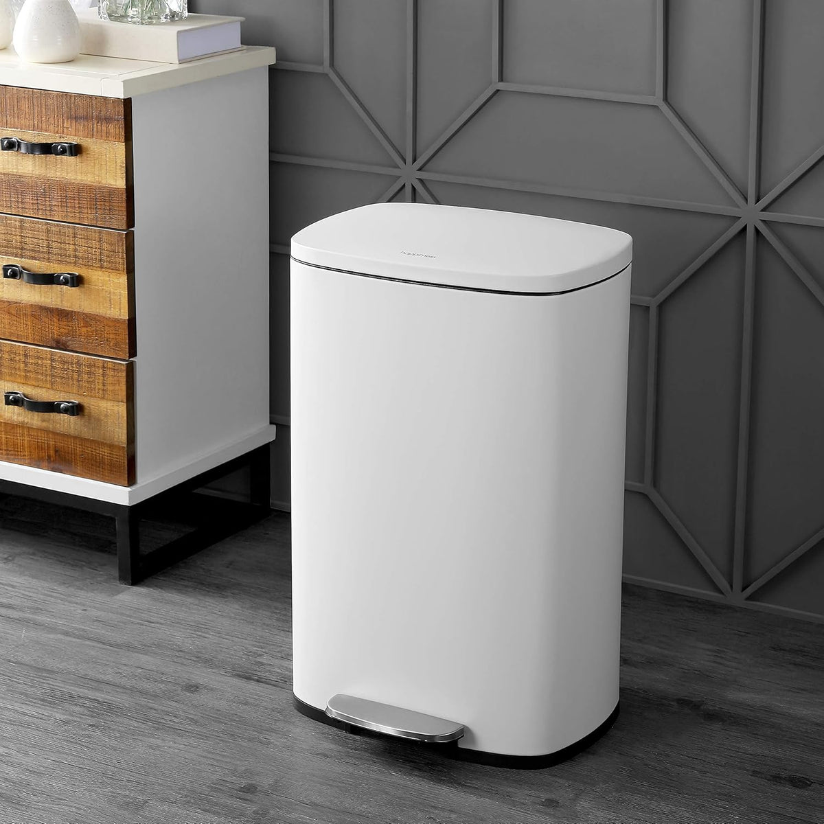 happimess HPM1006C Connor Rectangular Trash Can with Soft-Close Lid and Free Mini Trash Can, Modern
