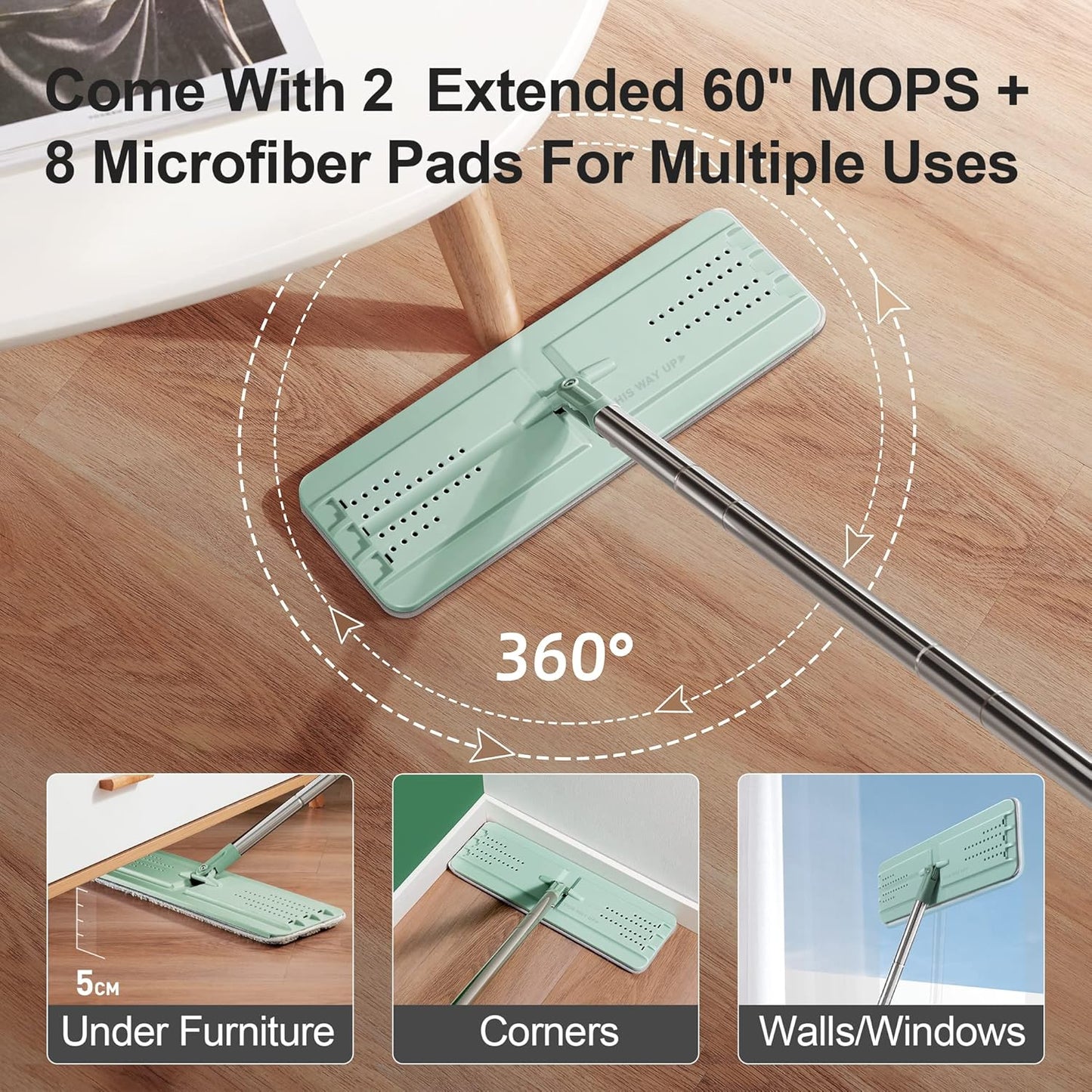 JOYMOOP Mop and Bucket with Wringer Set for Floor Cleaning and Wall Cleaner, Flat Mop and Bucket