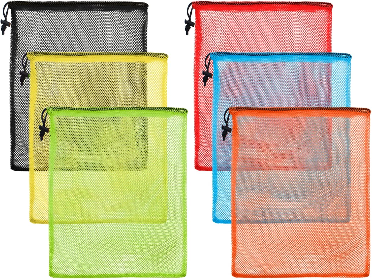 iMucci 13"X15.5" 6Pcs Mesh Laundry Drawstring Bag Nylon Drawstring Gym Bag with Cord Lock Closure