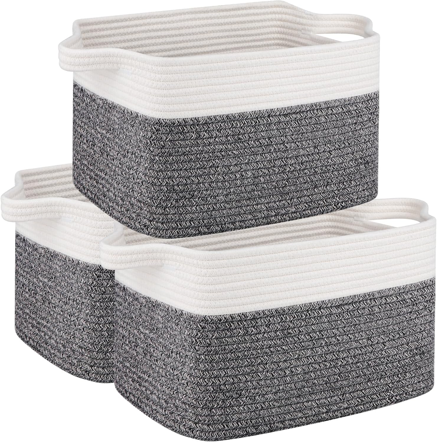 OIAHOMY 3 Pack Storage Basket for Organizing, 13''X9.85''X8.7'' Woven Storage Bins with Handles