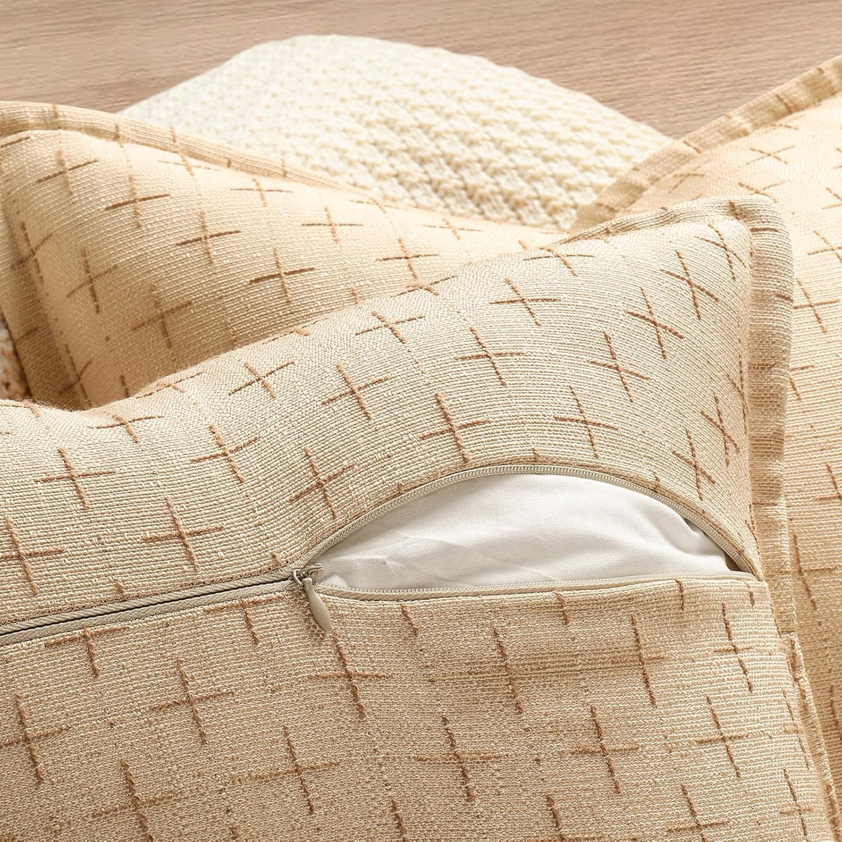 ZWJD Pillow Covers 26x26 Set of 2 Soft Polyester Textured Pillow Covers with Stylish Flange Edge