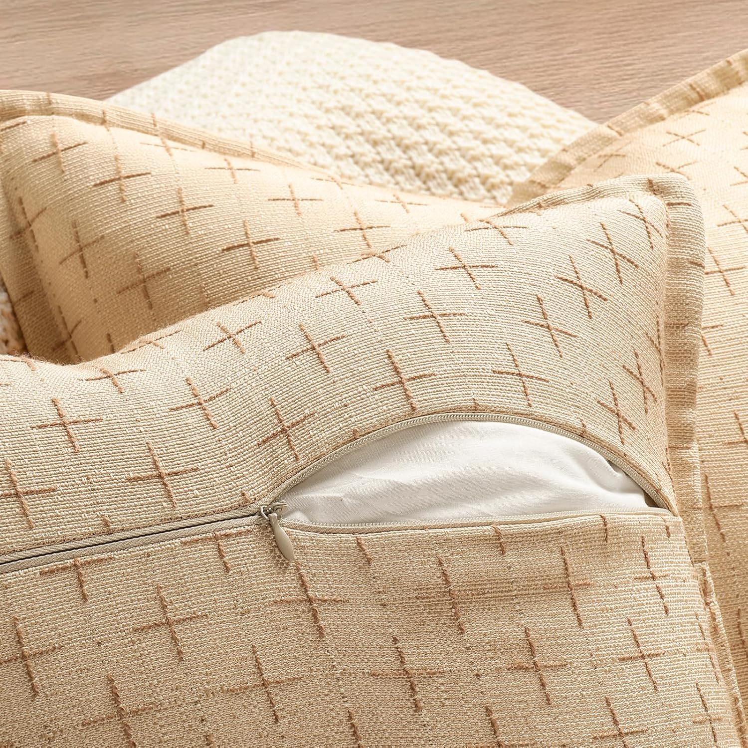 ZWJD Pillow Covers 18x18 Set of 2 Soft Polyester Textured Pillow Covers with Stylish Flange Edge