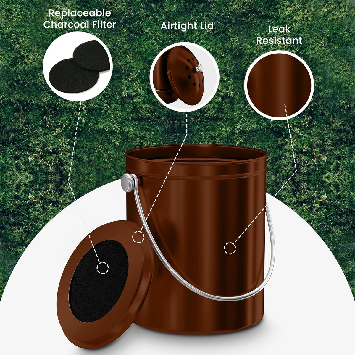 Utopia Kitchen Compost Bin for Kitchen Countertop, 1.3 Gallon Compost Bin for Kitchen with Lid