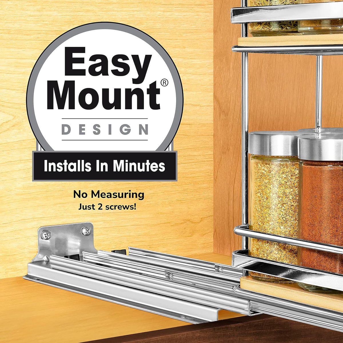 LYNK PROFESSIONAL® Élite™ Pull Out Spice Rack Organizer for Inside Kitchen Cabinets - 4-1/4 inch