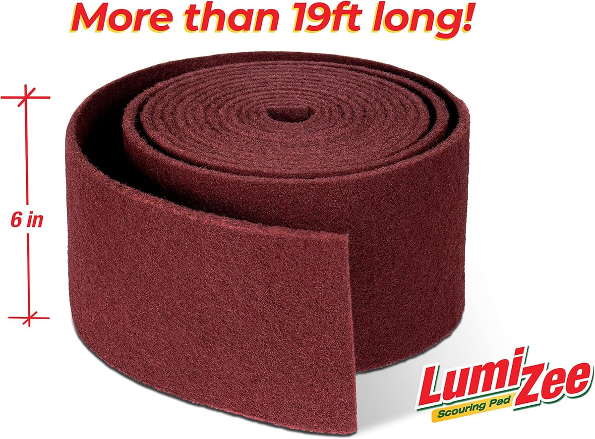 Heavy Duty Scrubbing Pad Roll 19ft Ultra Size Sponge Scouring Pad Brown19ft x 6in x 0.3in (6m x
