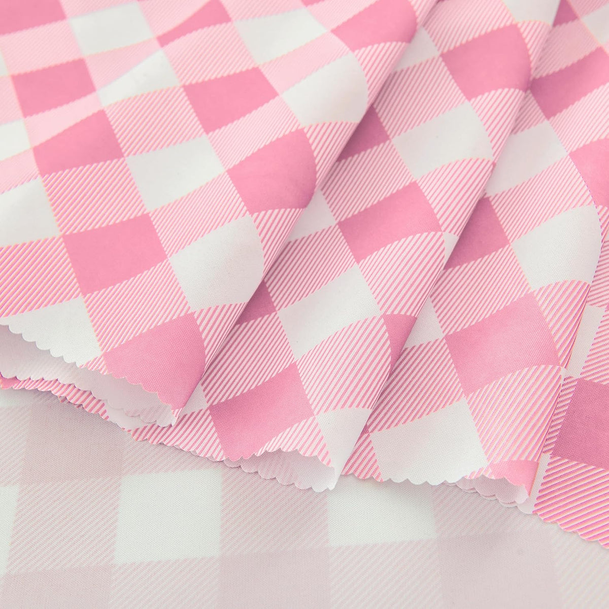 Waterproof Plaid Tablecloth Fabric - Round 25 Inch Classic Gingham Checker Table Cloth for