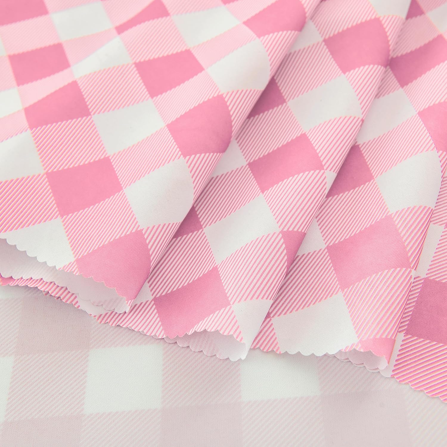 Waterproof Plaid Tablecloth Fabric - Round 25 Inch Classic Gingham Checker Table Cloth for