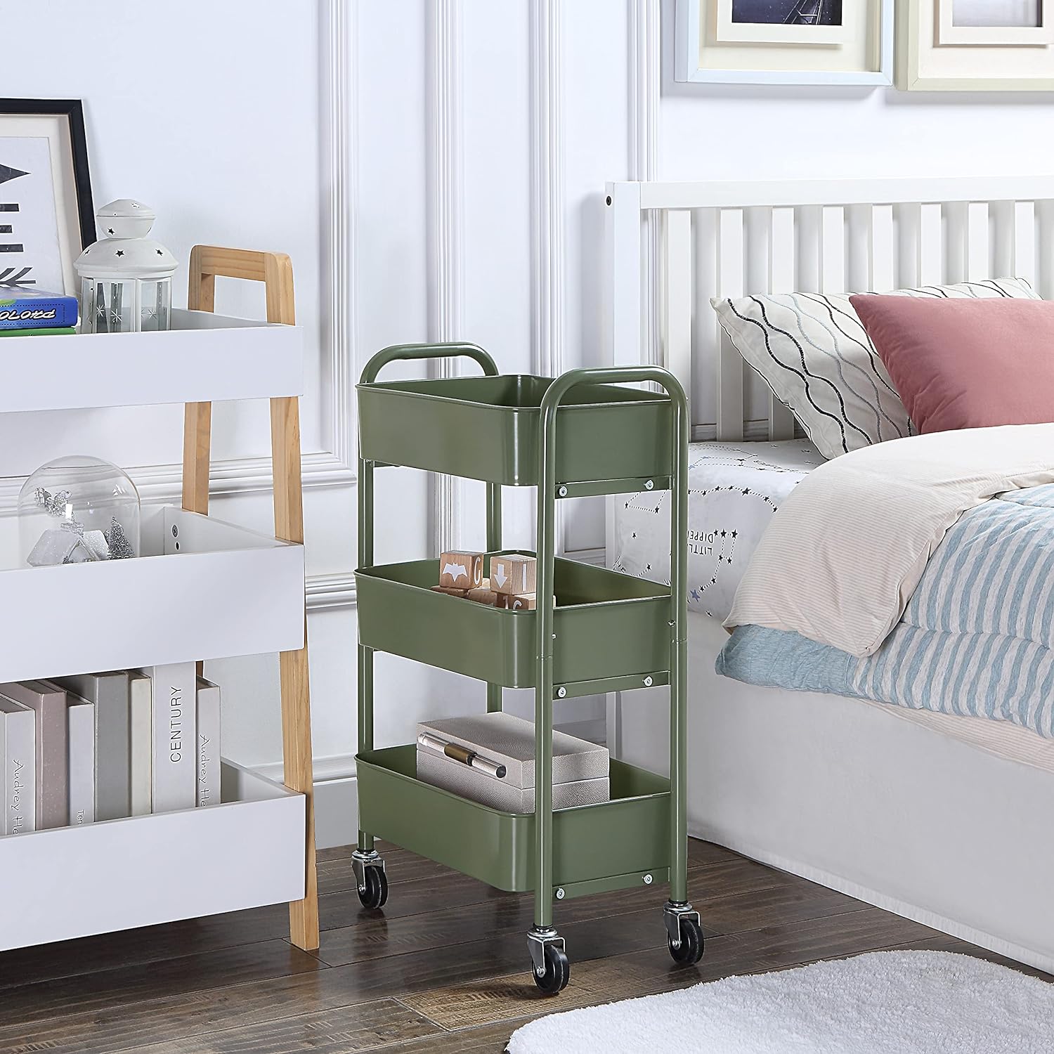 SunnyPoint 3-Tier Delicate Compact Rolling Metal Storage Organizer - Mobile Utility Cart